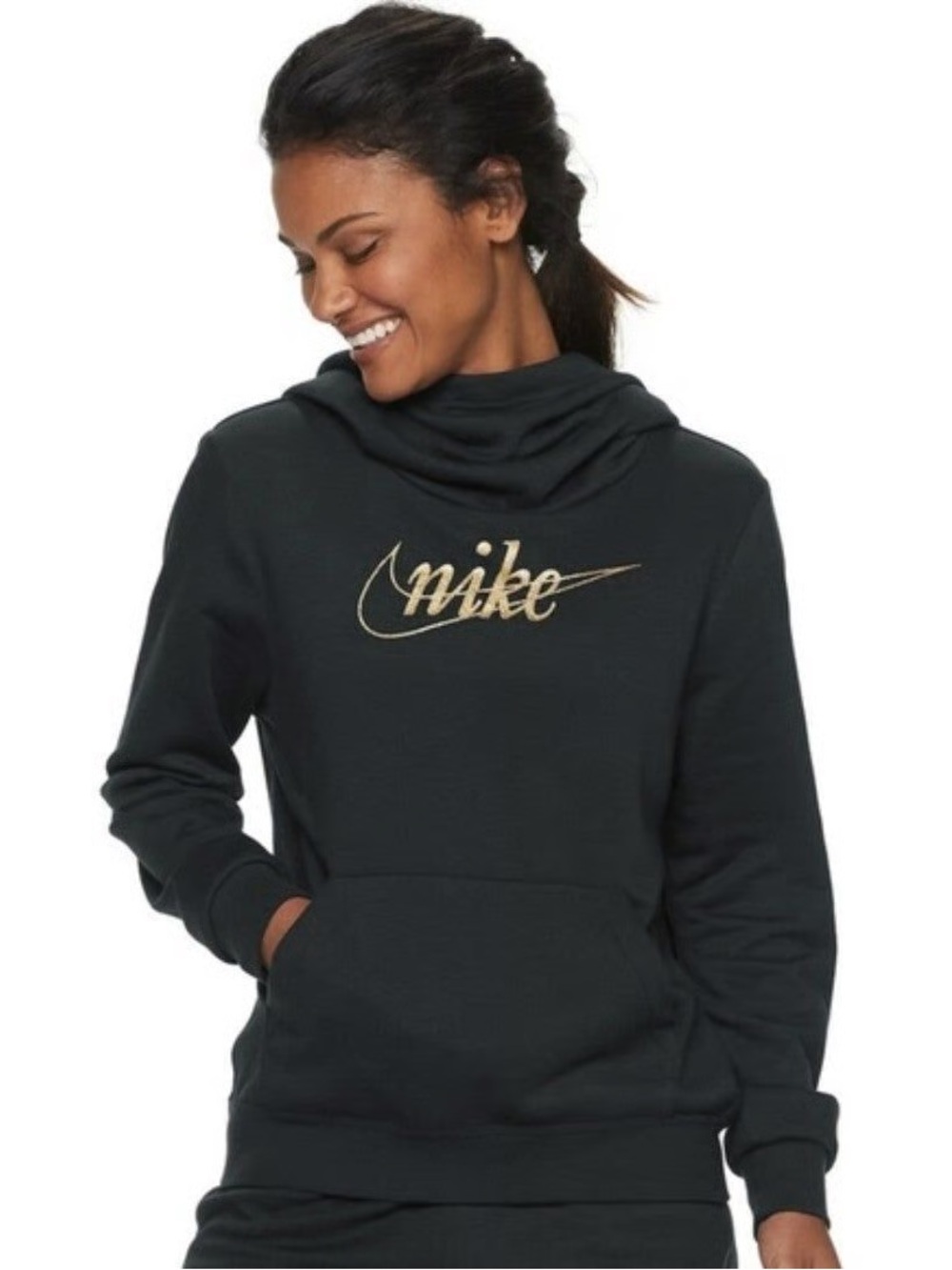 Nike Black Hoodie with Gold Logo
